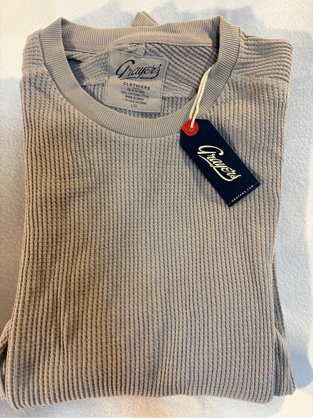Grayers Waffle Knit Crewneck in Grey